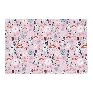 pattern of cats and flowers placemat