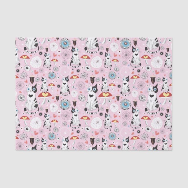 pattern of cats and flowers tissue paper (Front)
