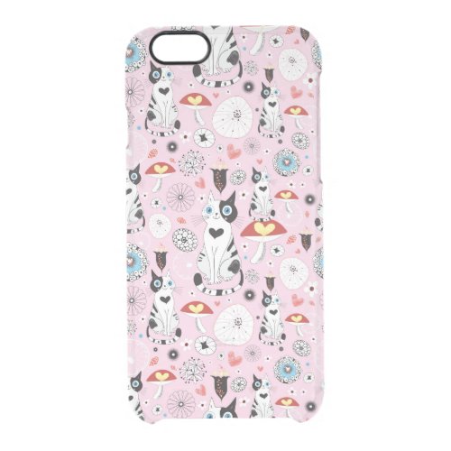 pattern of cats and flowers clear iPhone 66S case