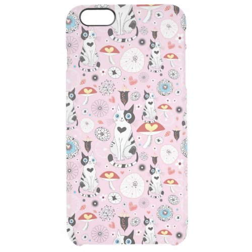 pattern of cats and flowers clear iPhone 6 plus case