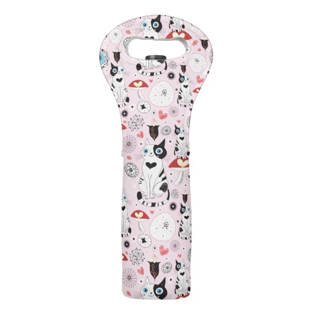 pattern of cats and flowers wine bag (Front)