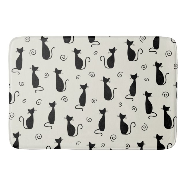 Pattern Of Cats, Cute Cats, Black Cats, Kittens Bath Mat (Front)
