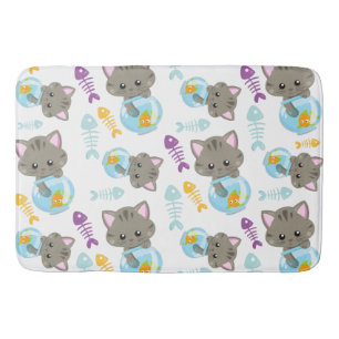 Pattern Of Cats, Cute Cats, Kittens, Fish Bath Mat