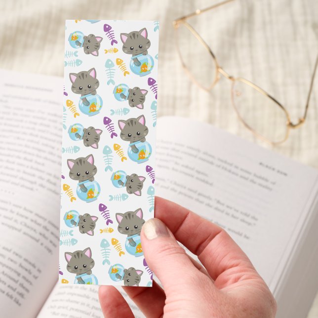 Pattern Of Cats, Cute Cats, Kittens, Fish Bookmarks (Hand)