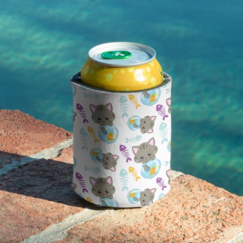 Pattern Of Cats Cute Cats Kittens Fish Can Cooler