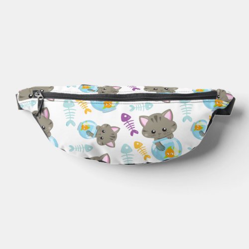 Pattern Of Cats Cute Cats Kittens Fish Fanny Pack