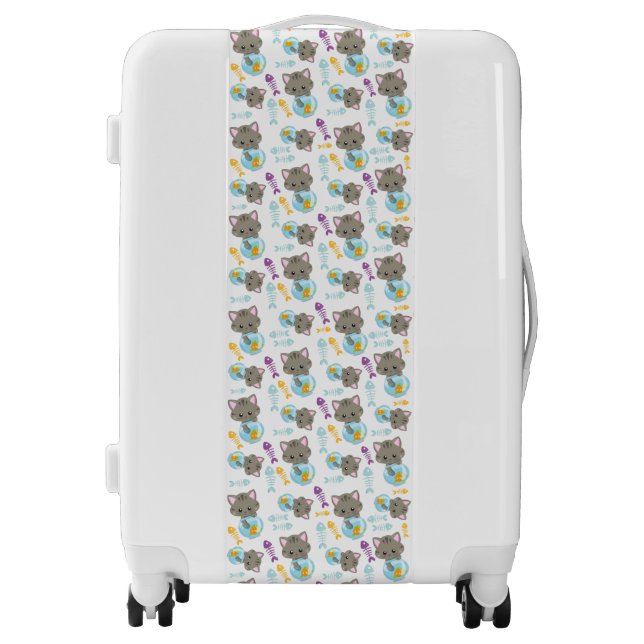 Pattern Of Cats, Cute Cats, Kittens, Fish Luggage (Front)
