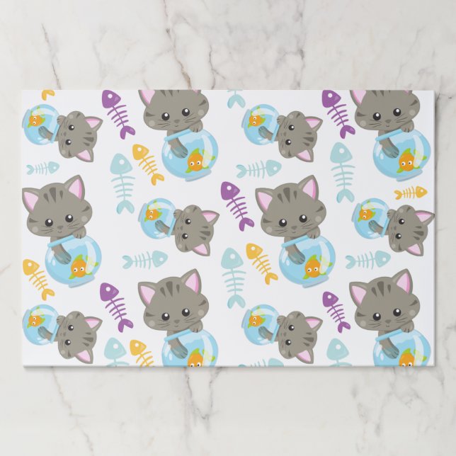 Pattern Of Cats, Cute Cats, Kittens, Fish Paper Pad (Front)