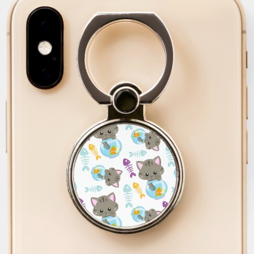 Pattern Of Cats Cute Cats Kittens Fish Phone Ring Stand