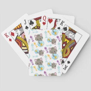 Pattern Of Cats, Cute Cats, Kittens, Fish Poker Cards