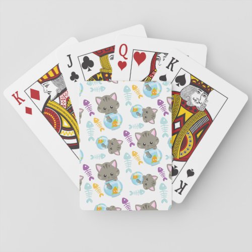 Pattern Of Cats Cute Cats Kittens Fish Poker Cards