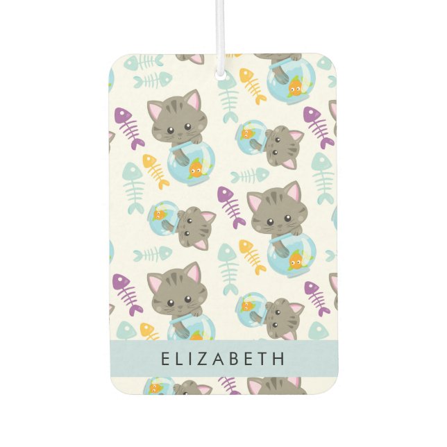 Pattern Of Cats, Cute Cats, Kittens, Your Name Air Freshener (Front)