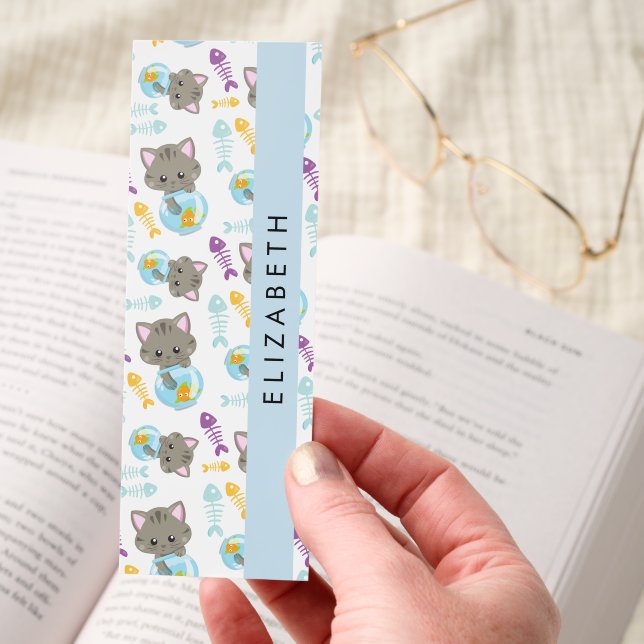 Pattern Of Cats, Cute Cats, Kittens, Your Name Bookmarks (Hand)