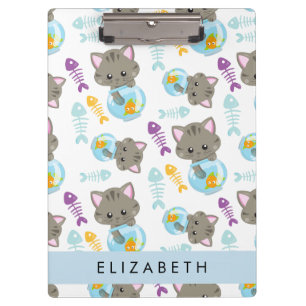 Pattern Of Cats, Cute Cats, Kittens, Your Name Clipboard