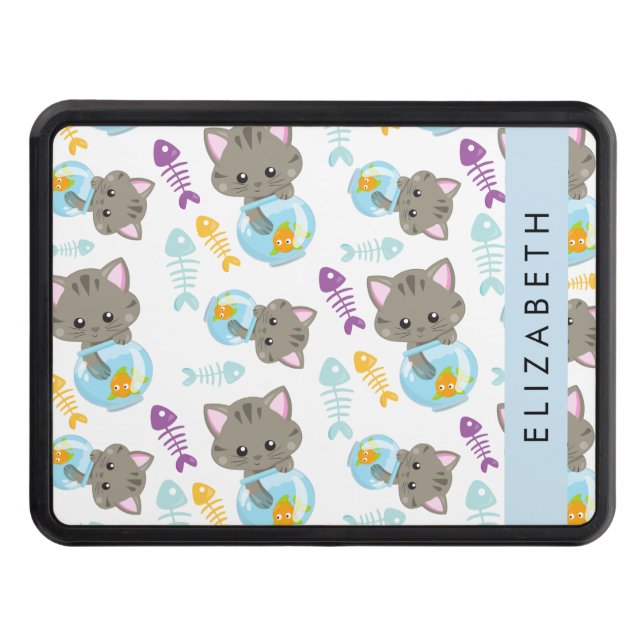 Pattern Of Cats, Cute Cats, Kittens, Your Name Hitch Cover (Front)