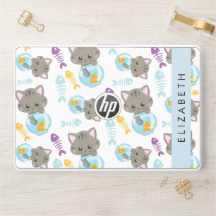 Pattern Of Cats, Cute Cats, Kittens, Your Name HP Laptop Skin