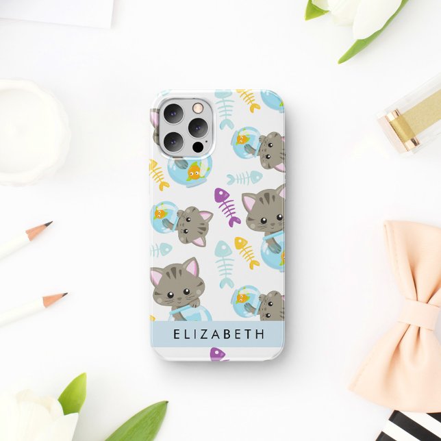 Pattern Of Cats, Cute Cats, Kittens, Your Name iPhone Case (Creator Uploaded)