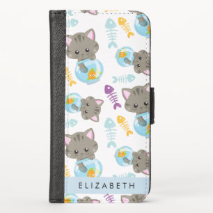 Pattern Of Cats, Cute Cats, Kittens, Your Name iPhone X Wallet Case