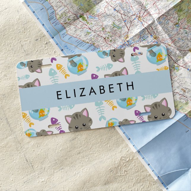 Pattern Of Cats, Cute Cats, Kittens, Your Name License Plate (In Situ)
