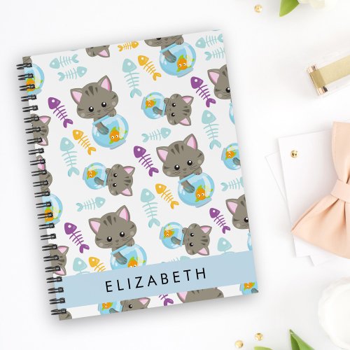 Pattern Of Cats Cute Cats Kittens Your Name Notebook