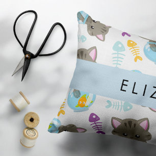 Pattern Of Cats, Cute Cats, Kittens, Your Name Pillow Case