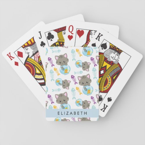 Pattern Of Cats Cute Cats Kittens Your Name Poker Cards