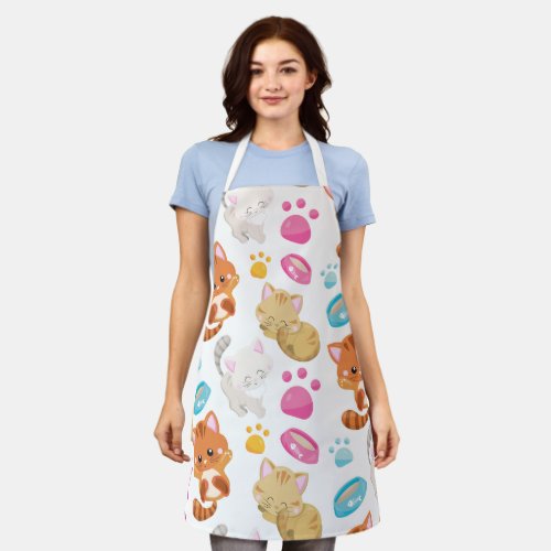Pattern Of Cats Cute Cats Kitty Kittens Paws Apron