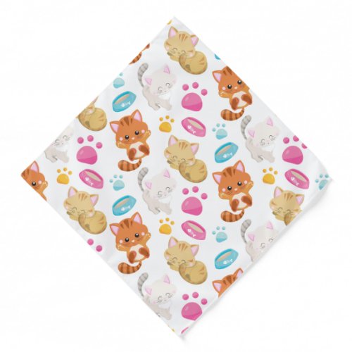 Pattern Of Cats Cute Cats Kitty Kittens Paws Bandana