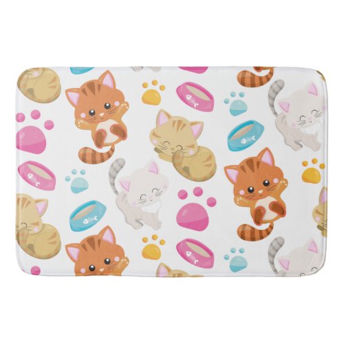 Pattern Of Cats Cute Cats Kitty Kittens Paws Bath Mat