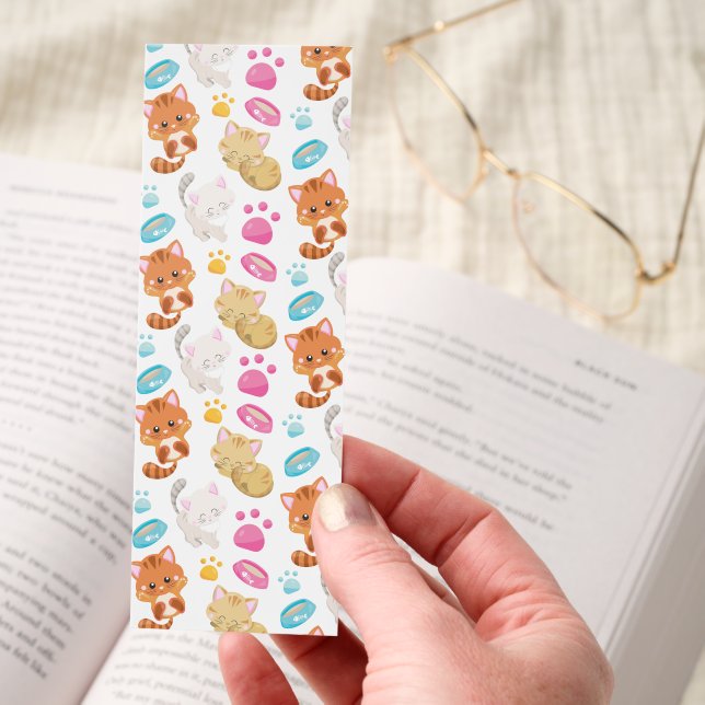 Pattern Of Cats, Cute Cats, Kitty, Kittens, Paws Bookmarks (Hand)