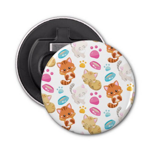 Pattern Of Cats Cute Cats Kitty Kittens Paws Bottle Opener
