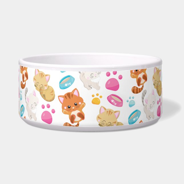 Pattern Of Cats, Cute Cats, Kitty, Kittens, Paws Bowl (Front)