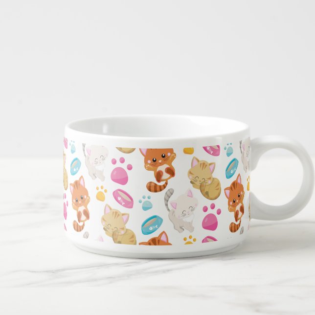 Pattern Of Cats, Cute Cats, Kitty, Kittens, Paws Bowl (Left)