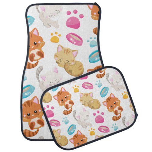 Pattern Of Cats Cute Cats Kitty Kittens Paws Car Floor Mat