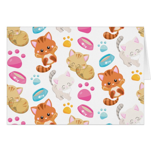 Pattern Of Cats, Cute Cats, Kitty, Kittens, Paws Cards (Front Horizontal)