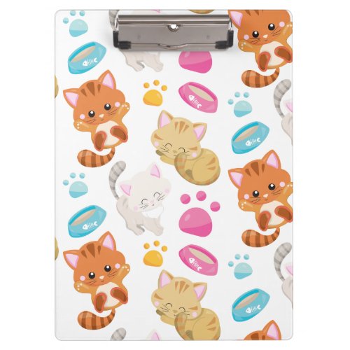 Pattern Of Cats Cute Cats Kitty Kittens Paws Clipboard