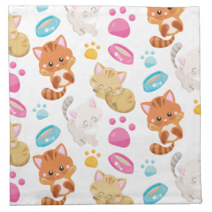 Pattern Of Cats, Cute Cats, Kitty, Kittens, Paws Cloth Napkin
