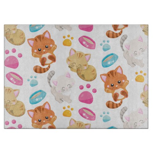 Pattern Of Cats Cute Cats Kitty Kittens Paws Cutting Board