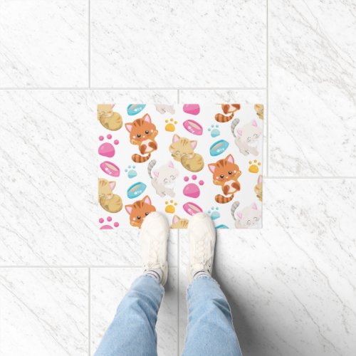 Pattern Of Cats Cute Cats Kitty Kittens Paws Doormat