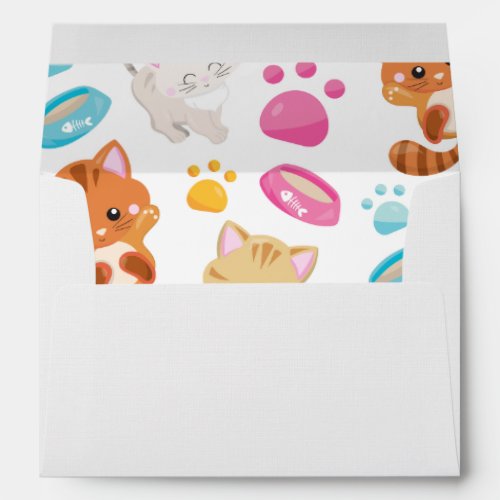 Pattern Of Cats Cute Cats Kitty Kittens Paws Envelope