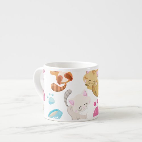 Pattern Of Cats Cute Cats Kitty Kittens Paws Espresso Cup