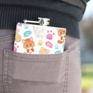 Pattern Of Cats, Cute Cats, Kitty, Kittens, Paws Flask
