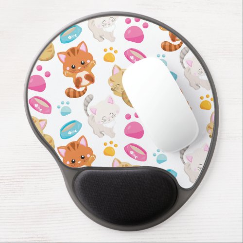 Pattern Of Cats Cute Cats Kitty Kittens Paws Gel Mouse Pad