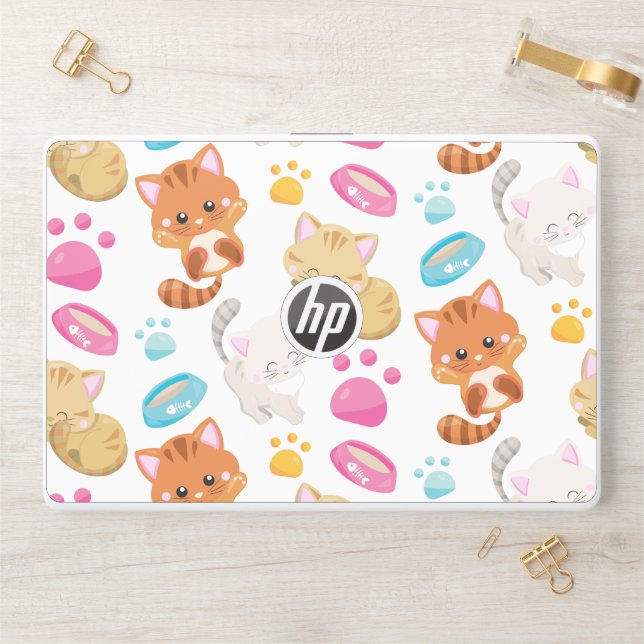 Pattern Of Cats, Cute Cats, Kitty, Kittens, Paws HP Laptop Skin (Desk)