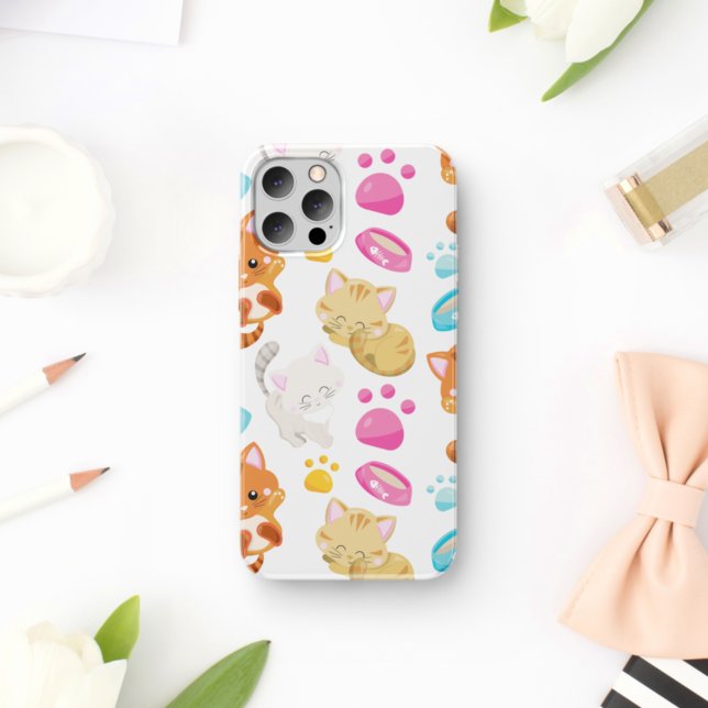 Pattern Of Cats, Cute Cats, Kitty, Kittens, Paws iPhone Case (Creator Uploaded)