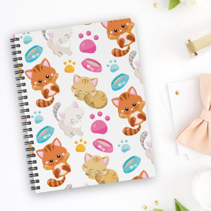 Pattern Of Cats, Cute Cats, Kitty, Kittens, Paws Notebook