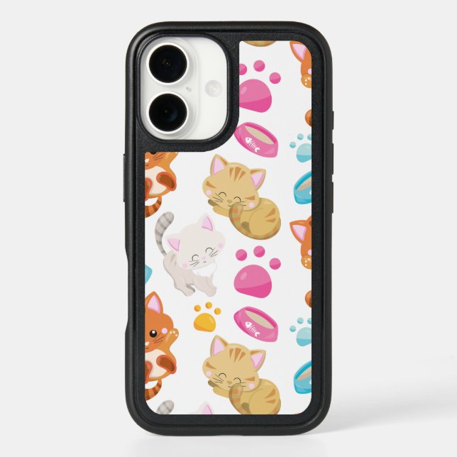 Pattern Of Cats, Cute Cats, Kitty, Kittens, Paws Otterbox iPhone Case (Back)
