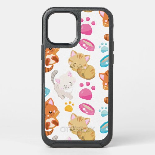 Pattern Of Cats Cute Cats Kitty Kittens Paws OtterBox Symmetry iPhone 12 Case