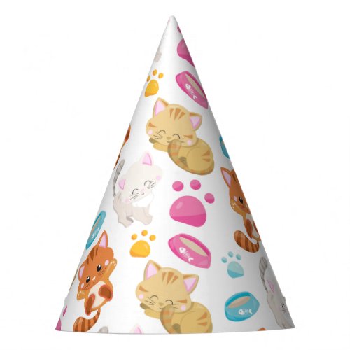 Pattern Of Cats Cute Cats Kitty Kittens Paws Party Hat