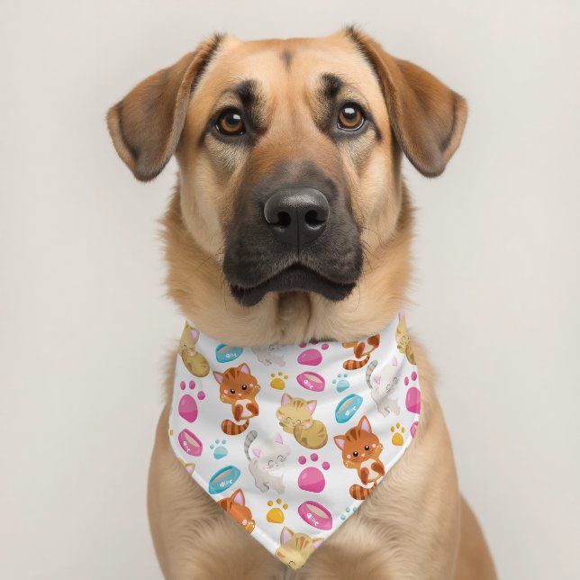 Pattern Of Cats, Cute Cats, Kitty, Kittens, Paws Pet Bandana Collar (Dog 2)